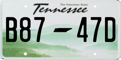 TN license plate B8747D