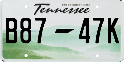 TN license plate B8747K