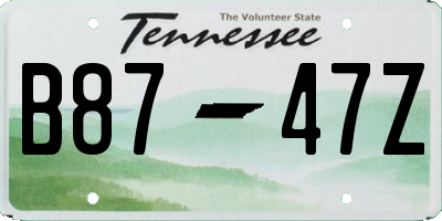 TN license plate B8747Z