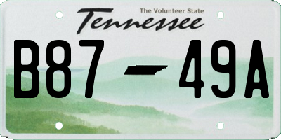 TN license plate B8749A