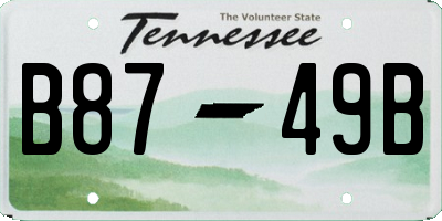TN license plate B8749B