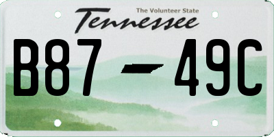 TN license plate B8749C