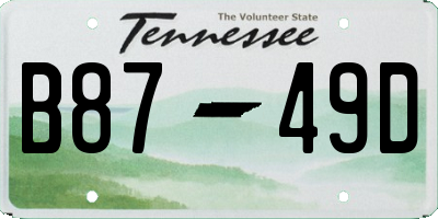 TN license plate B8749D