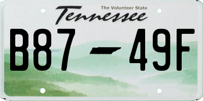 TN license plate B8749F