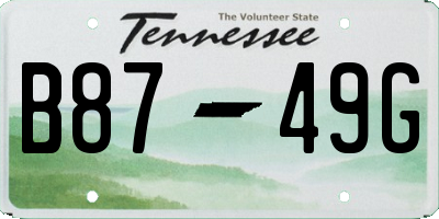 TN license plate B8749G