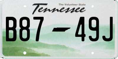 TN license plate B8749J