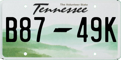 TN license plate B8749K