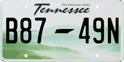 TN license plate B8749N