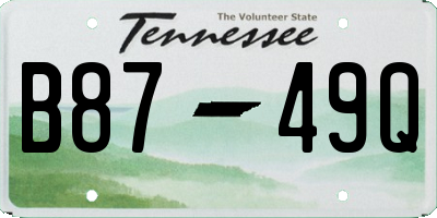 TN license plate B8749Q