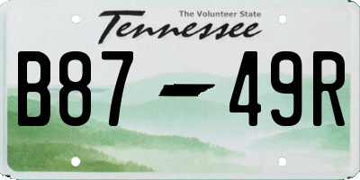 TN license plate B8749R