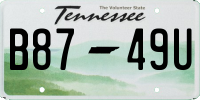 TN license plate B8749U