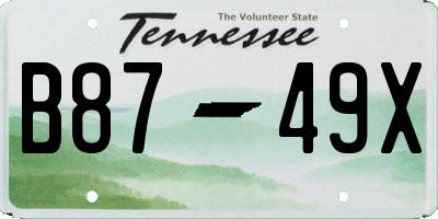 TN license plate B8749X