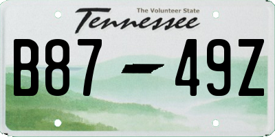 TN license plate B8749Z