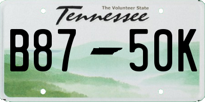 TN license plate B8750K