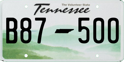 TN license plate B8750O