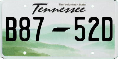 TN license plate B8752D