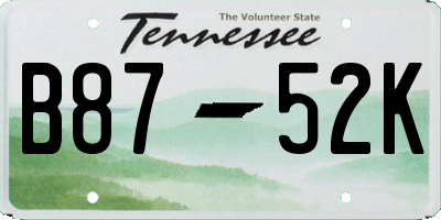 TN license plate B8752K