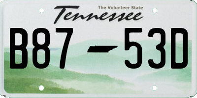 TN license plate B8753D