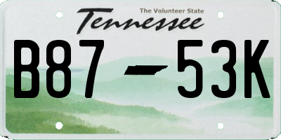 TN license plate B8753K