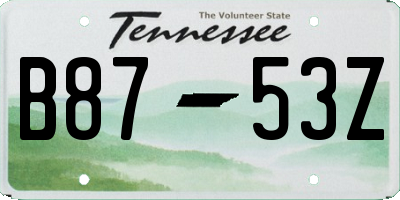 TN license plate B8753Z