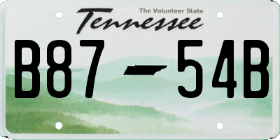 TN license plate B8754B