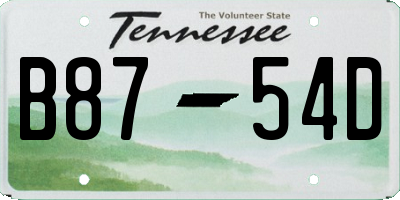 TN license plate B8754D
