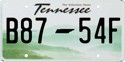 TN license plate B8754F
