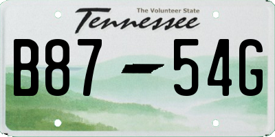 TN license plate B8754G