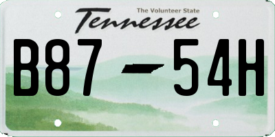 TN license plate B8754H