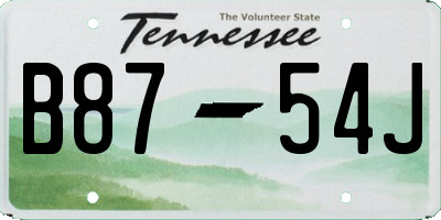 TN license plate B8754J