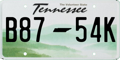 TN license plate B8754K