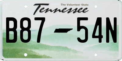 TN license plate B8754N