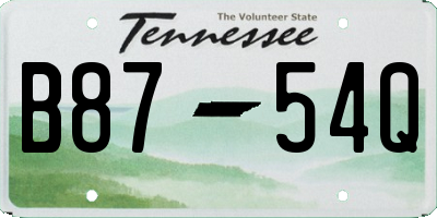 TN license plate B8754Q