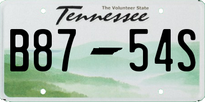 TN license plate B8754S