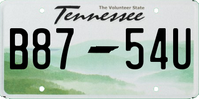 TN license plate B8754U