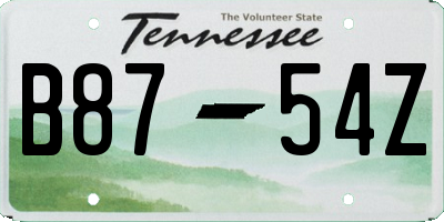 TN license plate B8754Z