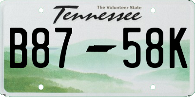 TN license plate B8758K