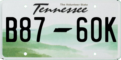 TN license plate B8760K