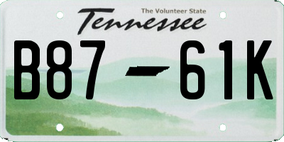 TN license plate B8761K