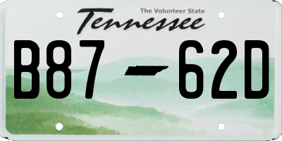 TN license plate B8762D