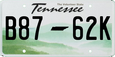 TN license plate B8762K