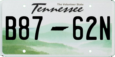 TN license plate B8762N