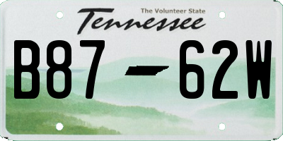 TN license plate B8762W