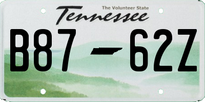 TN license plate B8762Z