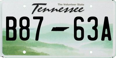 TN license plate B8763A