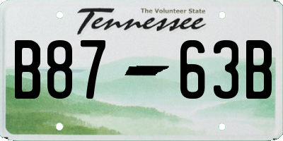 TN license plate B8763B