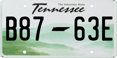 TN license plate B8763E
