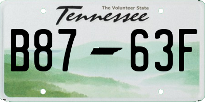 TN license plate B8763F