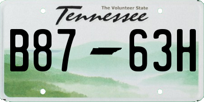 TN license plate B8763H