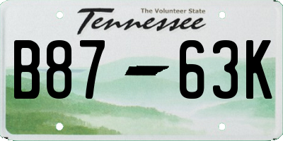 TN license plate B8763K